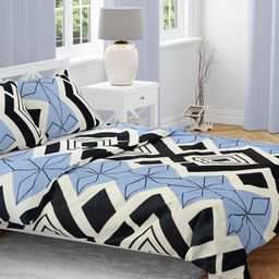 AAZEEM Black & White Geometric Printed 210 TC Queen Bedsheet with 2 Pillow Covers-25