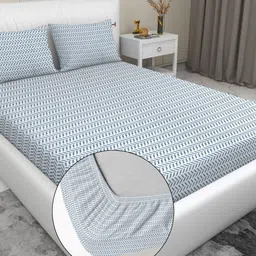 RD TREND Blue 210 TC King Bedsheet with 2 Pillow Covers-image-14
