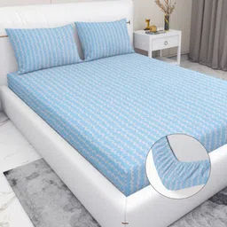 RD TREND Blue 210 TC King Bedsheet with 2 Pillow Covers-image-16