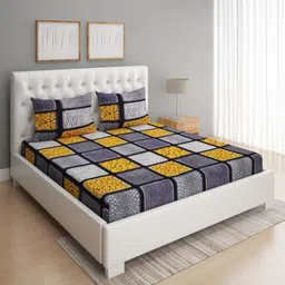 Aura Grey And White 144 TC Queen Bedsheet Set- 2.24 m x 2.42 m-2