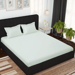 Story@home Grey Solid 500TC Cotton King Bedsheet with 2 Pillow Covers-image-23