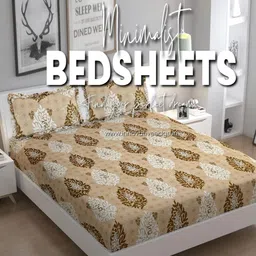 Innovative Edge Beige 160 TC King Bedsheet with 2 Pillow Covers-image-91