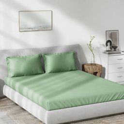 DDecor Green 180 TC Cotton King Bedsheet with 2 Pillow Covers-picture-13