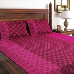 SWAYAM Magenta 240 TC Cotton Double Bedsheet with 2 Pillow Covers-image-6