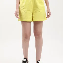 ELLE Women Yellow Solid Cotton Shorts-image-84