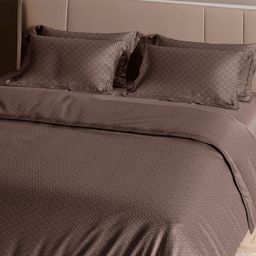 Myntra Elegant Homes Taupe Geometric 400 TC King Bedsheet with 2 Pillow Covers-image-19