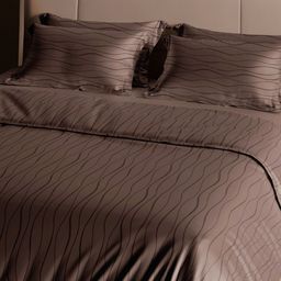 Myntra Elegant Homes Taupe Geometric 400 TC King Bedsheet with 2 Pillow Covers-image-91