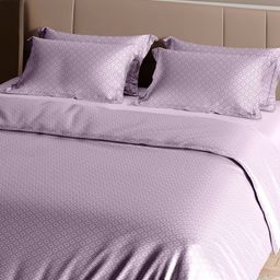 Myntra Elegant Homes Lavender Geometric 400 TC King Bedsheet with 2 Pillow Covers-image-9