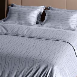Myntra Elegant Homes Blue 400 TC King Bedsheet with 2 Pillow Covers-picture-4