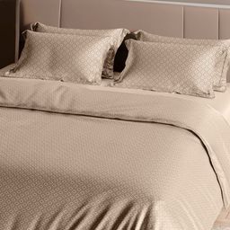 Myntra Elegant Homes Beige Geometric 400 TC King Bedsheet with 2 Pillow Covers-image-48