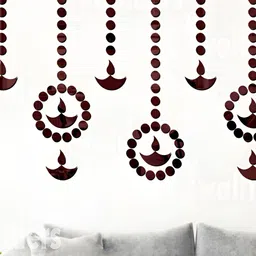 Wall1ders Brown 210 Pieces Dot & Diya Shaped 3D Acrylic Mirror Wall Stickers-image-95