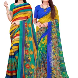 KALINI Multicoloured Pack Of 2 Pure Georgette Sarees-picture-55