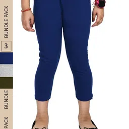 IndiWeaves Girls Pack of 3 Mid-Rise Cotton Capris-picture-33