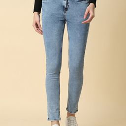 Allen Solly Woman Blue Slim Fit Mid-Rise Clean Look Cropped Pure Cotton Jeans-image-67