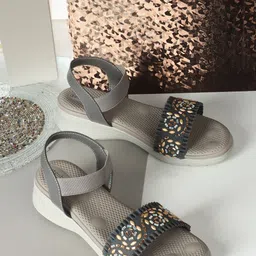 DressBerry Grey Embellished Comfort Heels-3