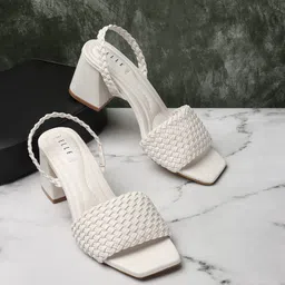 ELLE Textured Block Heels With Backstrap-4