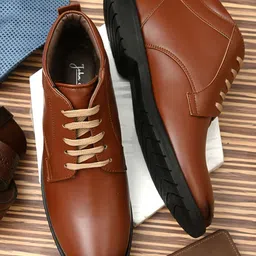 John Karsun Men Tan Brown Solid Formal Derbys-image-9
