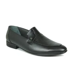 PRIVO by Inc.5 Men Black Solid Leather Formal Slip-On Shoes-image-85