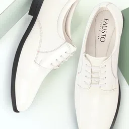 FAUSTO Men Textured Round Toe Formal Derbys-image-80