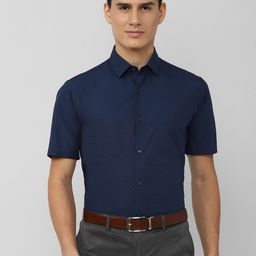 Peter England Men Navy Blue Solid Cotton Formal Shirt-image-97