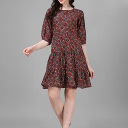 Kinjo Ethnic Motifs Printed A-Line Dress-picture-34