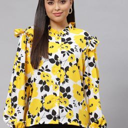 plusS Women Yellow Floral Printed Casual Shirt-picture-32