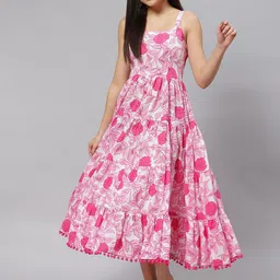 Divena Pure Cotton Floral Print Midi Dress-picture-30