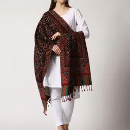 SWI Stylish Tasselled Ethnic Print Woven Design Stole-28