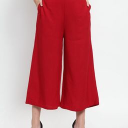 Clora Creation Women Red Smart Flared Easy Wash Culottes-76