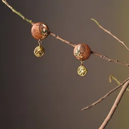 AAKRITI ART CREATIONS Brass-Plated Floral Wooden Drop Earrings-picture-20