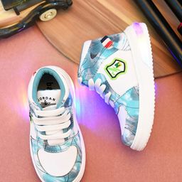 BAESD Kids Printed Water Repellent Upper LED Mid-Top Sneakers-image-23