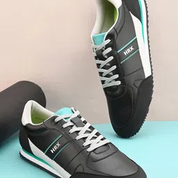 HRX by Hrithik Roshan Men Black & Green Colourblocked Lace Up Lightweight Sneakers-picture-9