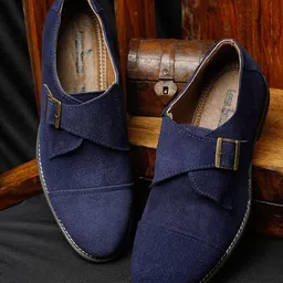 LOUIS STITCH Men Blue Suede Slip-On Sneakers With Buckles-picture-18
