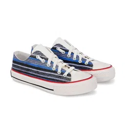 CROWCIA LONDON Men Striped Slip-On Sneakers-image-73