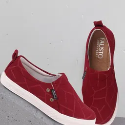 FAUSTO Women Red Printed Slip-On Sneakers-31
