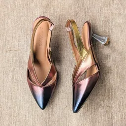 Devano Pointed Toe Colourblocked Kitten Mules With Backstrap-36