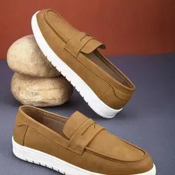 Mast & Harbour Men Mustard Round Toe Memory Foam Slip-On Sneakers-image-0