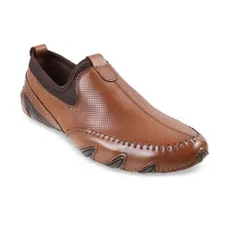 Metro Men Perforations Leather Comfort Insole Basics Loafers-image-34