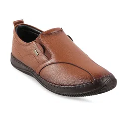 Metro Men Tan Leather Slip-On Loafers-picture-32