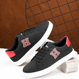 Harvard Men Black Printed Lightweight Canvas Sneakers-image-23