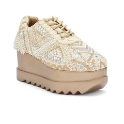 Anaar Women Jashn Embellished Lightweight Textile Wedding Flatforms Sneakers-image-49