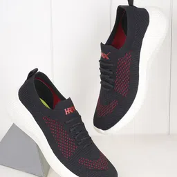 HRX by Hrithik Roshan Men Black & Red Textured Contrast Sole Slip On Sneakers-picture-23