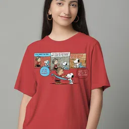Free Authority Women Peanuts Graphic Printed Pure Cotton T-shirt-image-88