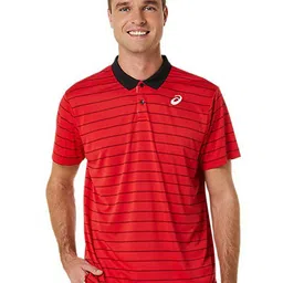 ASICS Court Striped Polo Collar T-Shirt-image-99