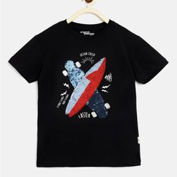 Lil Tomatoes Boys Black Typography Printed Round Neck Short Sleeves Cotton T-shirt-image-54
