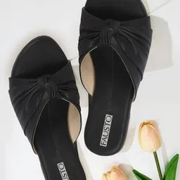 FAUSTO Bow Detailed Open Toe Flats-4