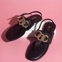 Inc 5 Embellished Open Toe Flats With Backstrap image 1