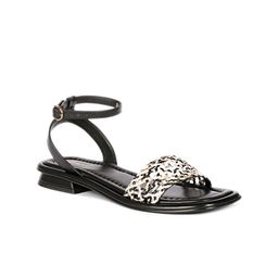 Saint G Textured Genuine Leather Open Toe Flats-picture-38