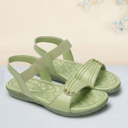 ICONICS Textured Open Toe Flats With Backstrap-3
