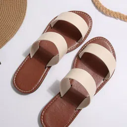 Jbarg Women Double Strip Open Toe Flats-9